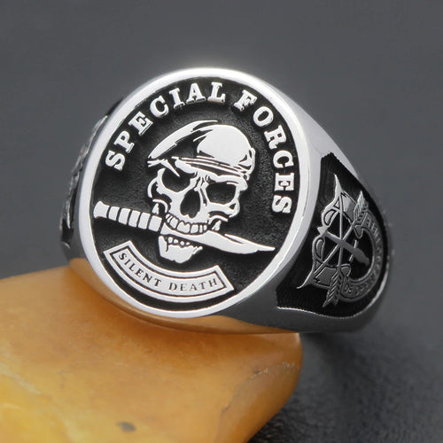 Mens Jewellery U.S Army Special Forces Green Beret Skull Rings for Men