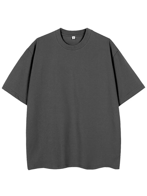260G Heavy Cotton Summer T Shirt Men Korean Fashion Short Sleeve Loose