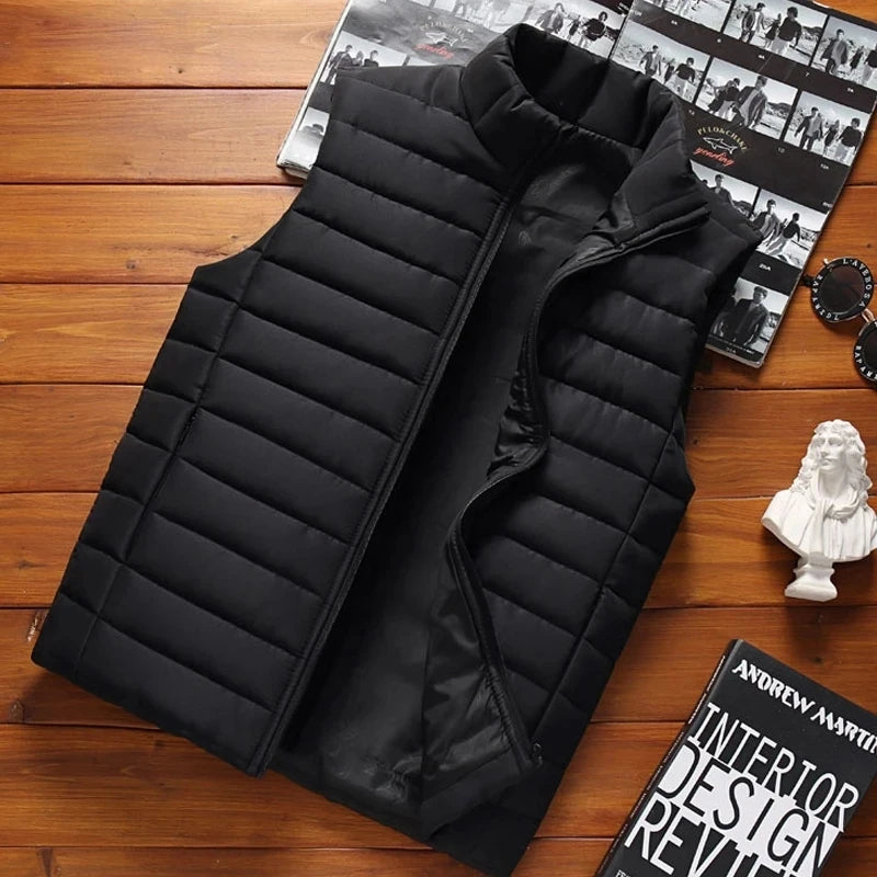 Aiwetin Men' Sleeveless Vest Jackets Winter Fashion Male Cotton-Padded