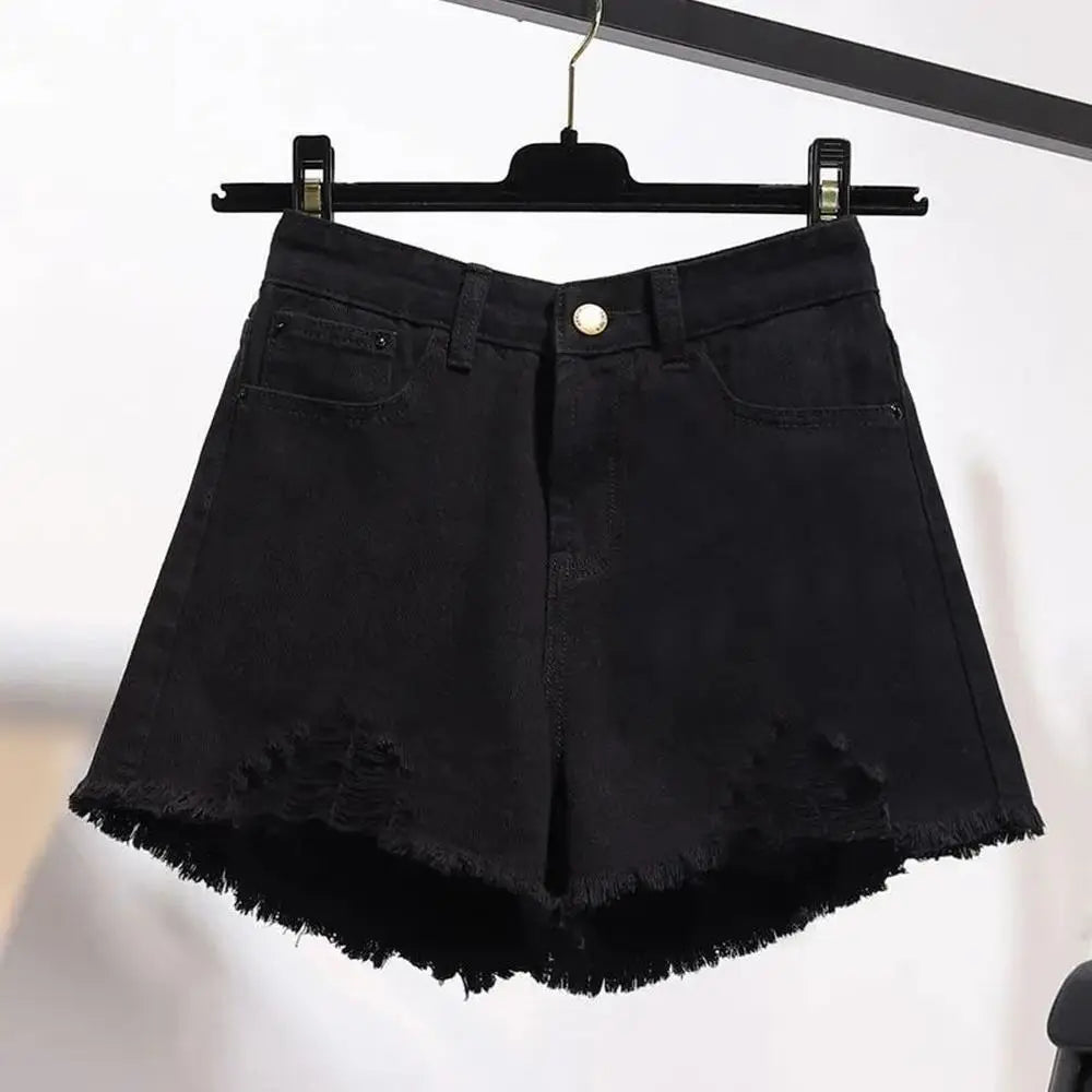 Summer Women's Cowboy Shorts Korean High Waist Casual Denim Shorts