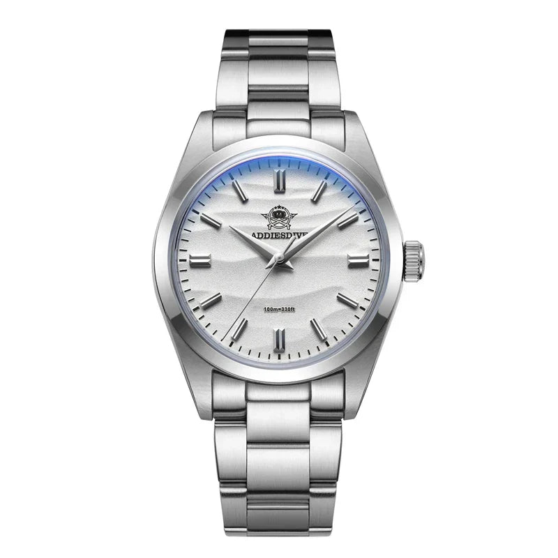 ADDIESDIVE Hot Sale AD2030 Without LOGO Watch Stainless Steel 100M Waterproof Quartz Watches 3D Sand Dial Men's Wristwatch Dress
