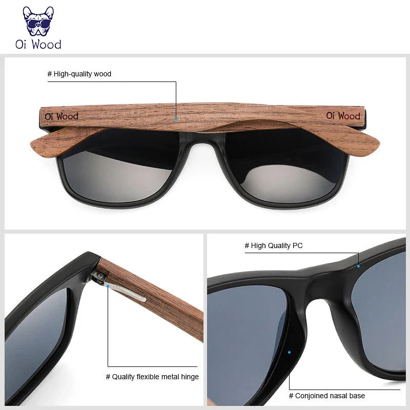 Oi Wood Brand Natural Wooden Sunglasses Men Polarized Fashion Sun