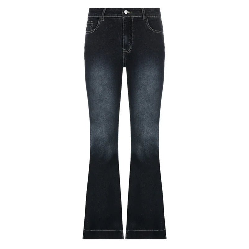 New Flare Jeans Women's Low Waist Trousers Vintage Aesthetic Denim