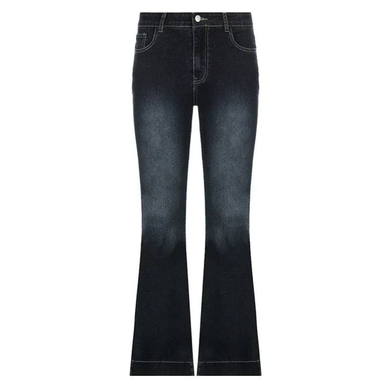 New Flare Jeans Women's Low Waist Trousers Vintage Aesthetic Denim