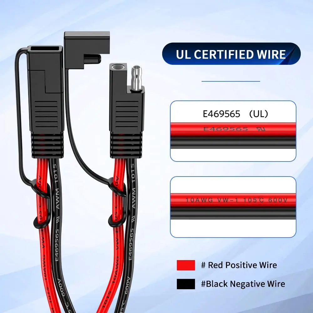 Anchtek 10AWG 1 to 2 SAE to SAE Extension Cable SAE DC Power