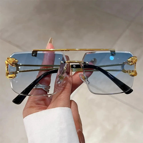 1pcs Retro Frameless MEN'S AND WOMEN'S Sunglasses, Fashionable, Nickel