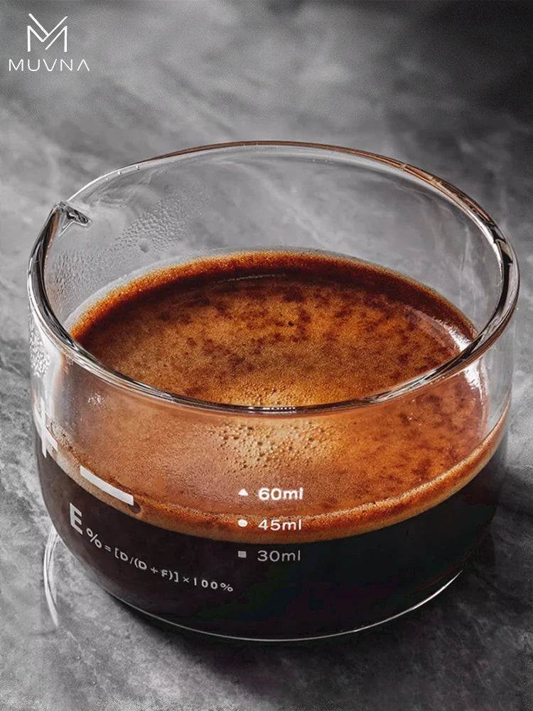 MUVNA Espresso Coffee Measuring Cups Clear Glass 100ml With Scale Home