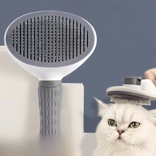 Cat Dog Grooming Brush Professional Deshedding Tool for Long-Haired Pets Anti-Tangle Stainless Steel Comb Ergonomic Handle