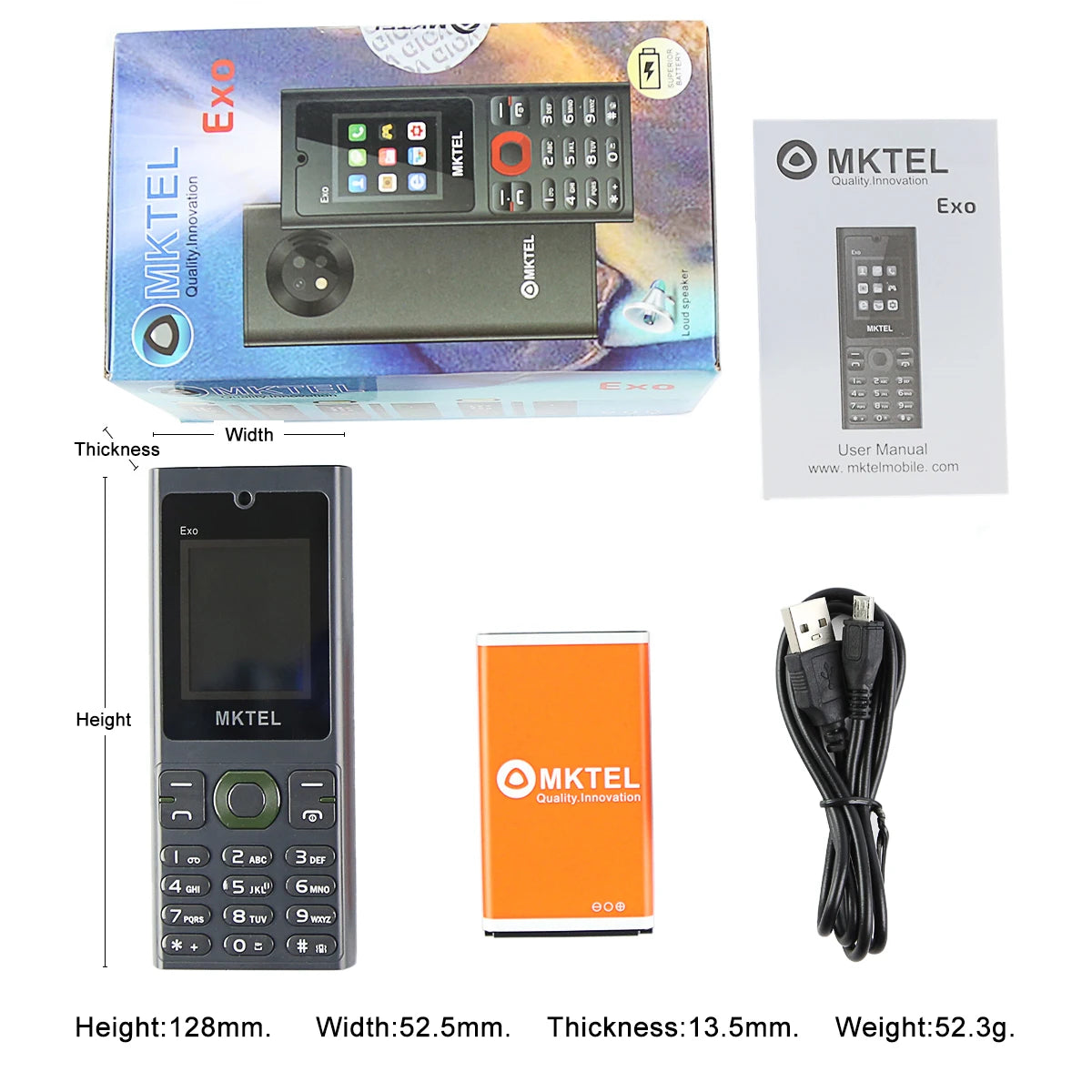 MKTEL EXO Feature Phone Senior Mobile Phone Dual SIM Dual Standby