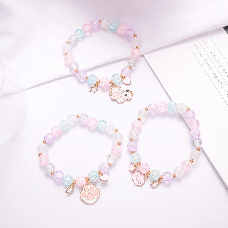 Makersland Sweet Bead Bracelet For Children Women Cute Flower Pendant