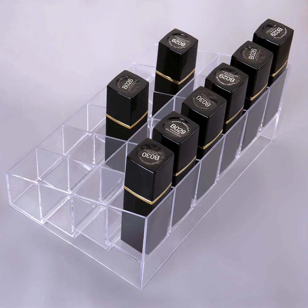 Transparent 24 Cell Cosmetics Storage Rack, Desktop Cosmetics Display