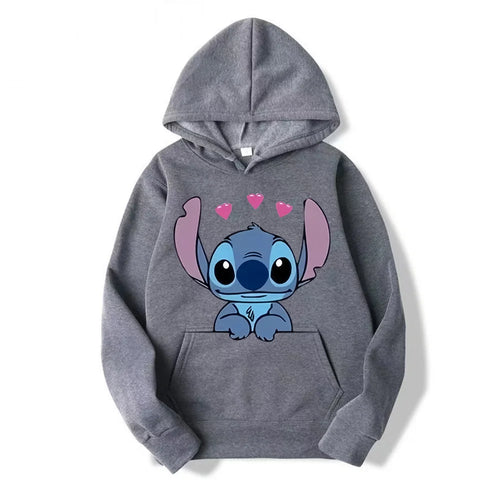 Disney Stitch Cartoon Anime Women Pullover Spring Autumn Men Oversized