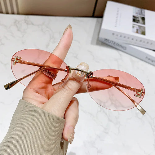 European and American fashionable frameless metal sunglasses