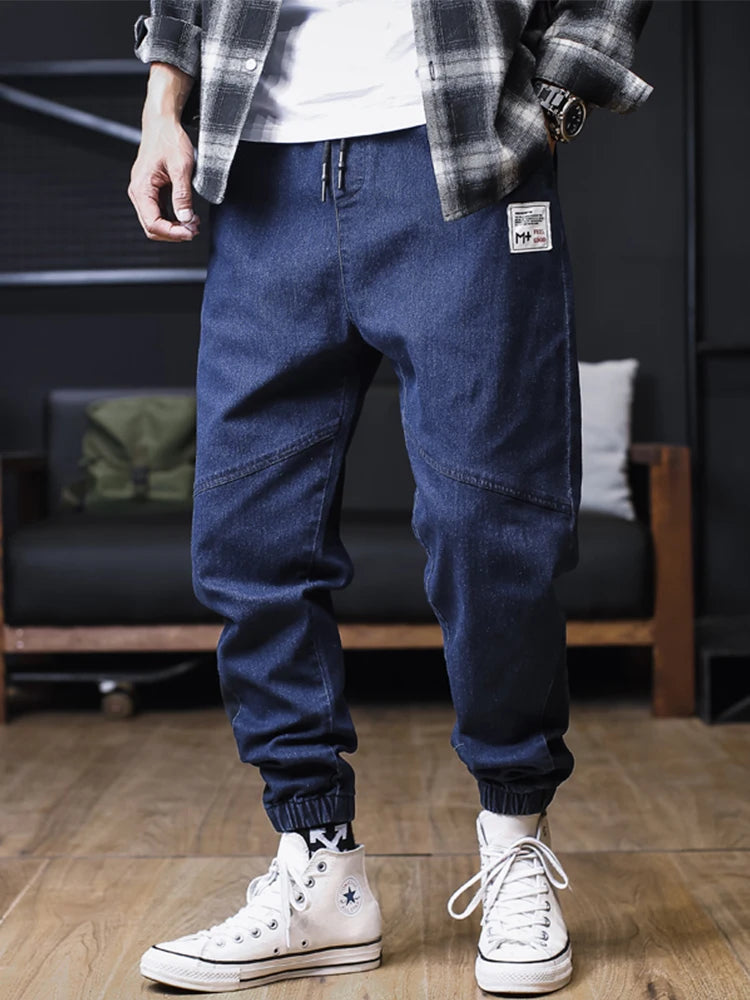 Plus Size Jeans Men Loose Joggers Streetwear Harem Jeans Cargo Pants