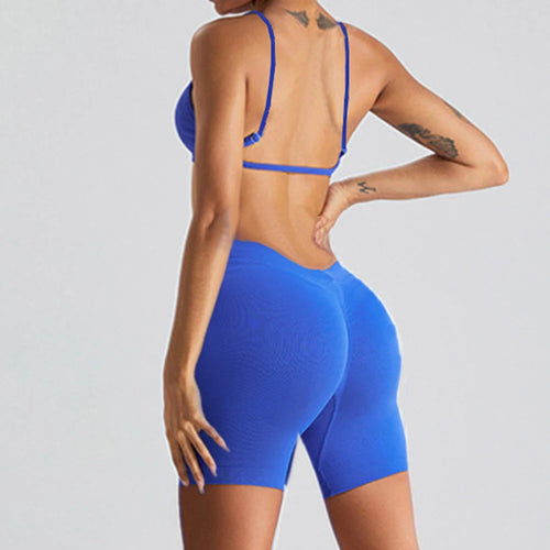 S-XL 1/2PCS Sport Bra Yoga Set Gym Suit V back Shorts Women Tracksuit