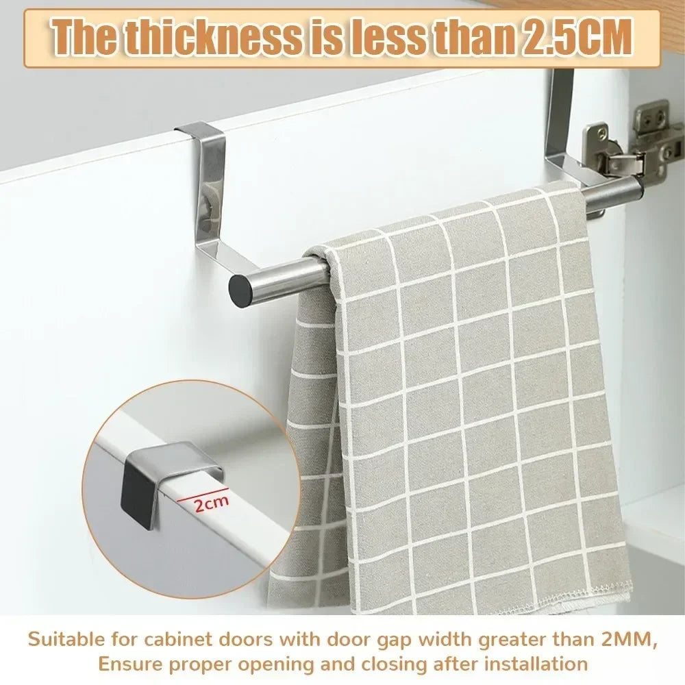 1PC Stainless Towel Rack Over Door Towel Bar Hanging Holder Bathroom