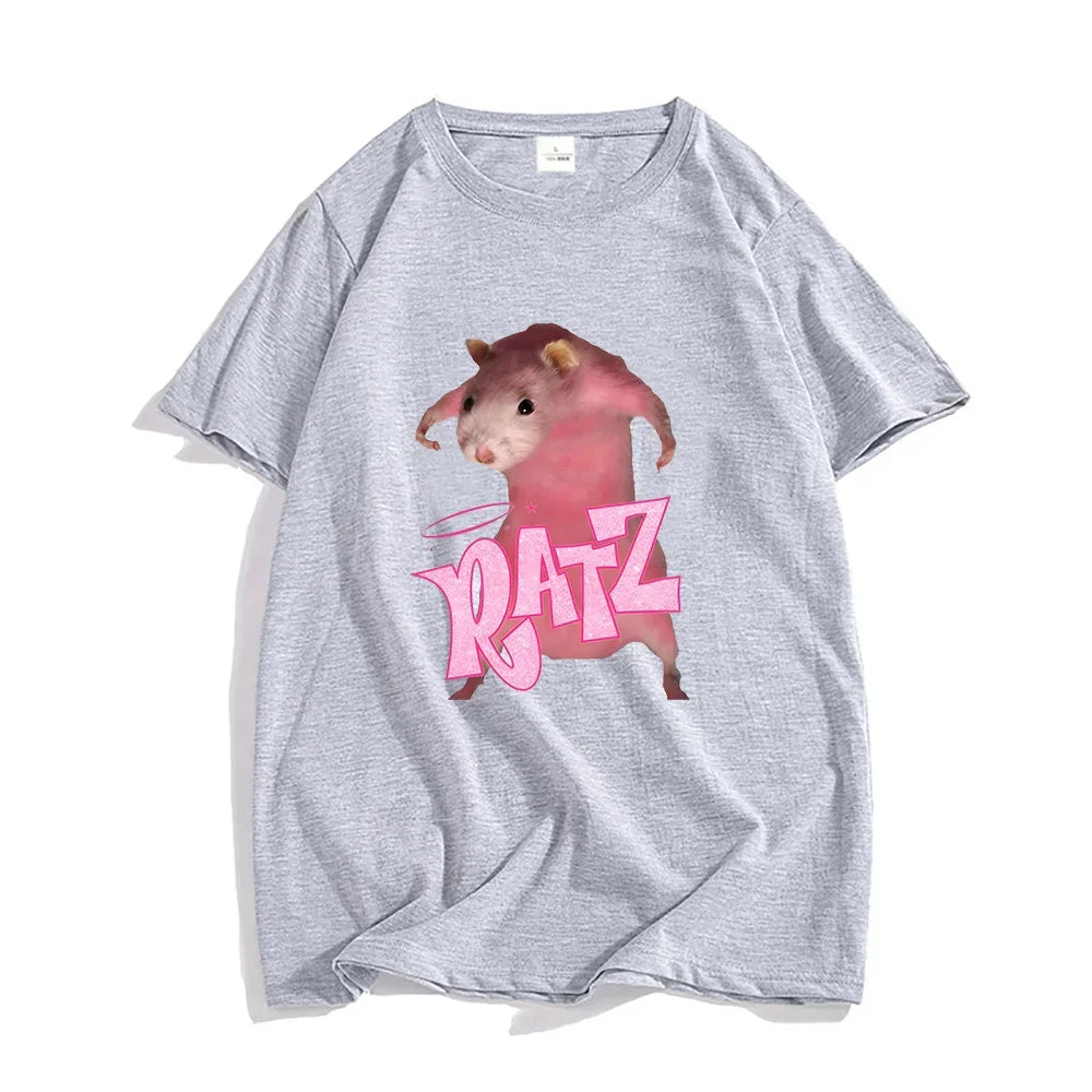 Ratz Mouse Cartoon Printed Women's T-shirt Casual Short Sleeve T-shirt