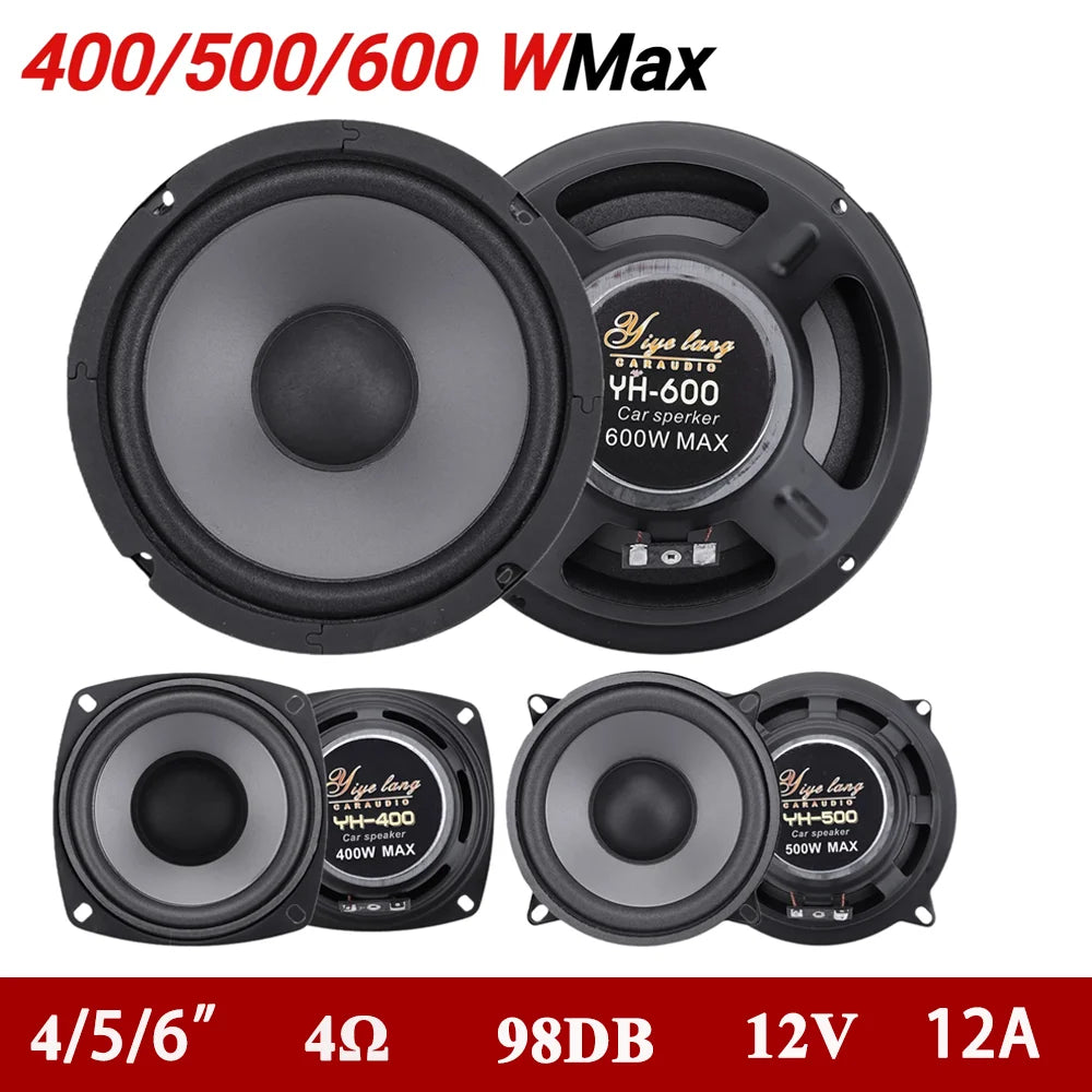 4/5/6 Inch Car Speakers 600W 2-Way Vehicle Door Audio Music Stereo