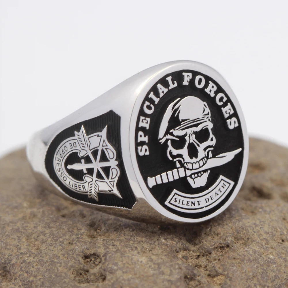 Mens Jewellery U.S Army Special Forces Green Beret Skull Rings for Men