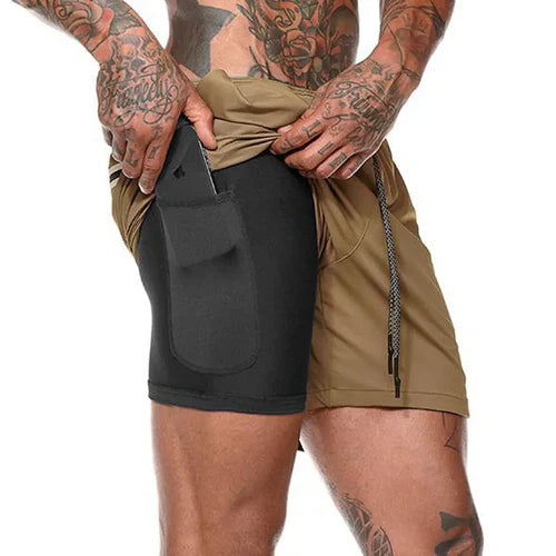 2022 Sport Shorts Men Sportswear Double-deck Running Shorts 2 In 1