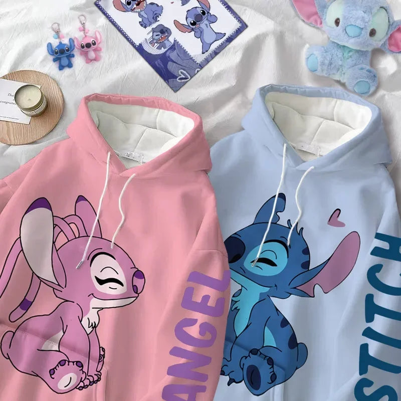 Disney Hoodie Fashion Stitch Angel Monster Letter Cartoon Sweatshirt