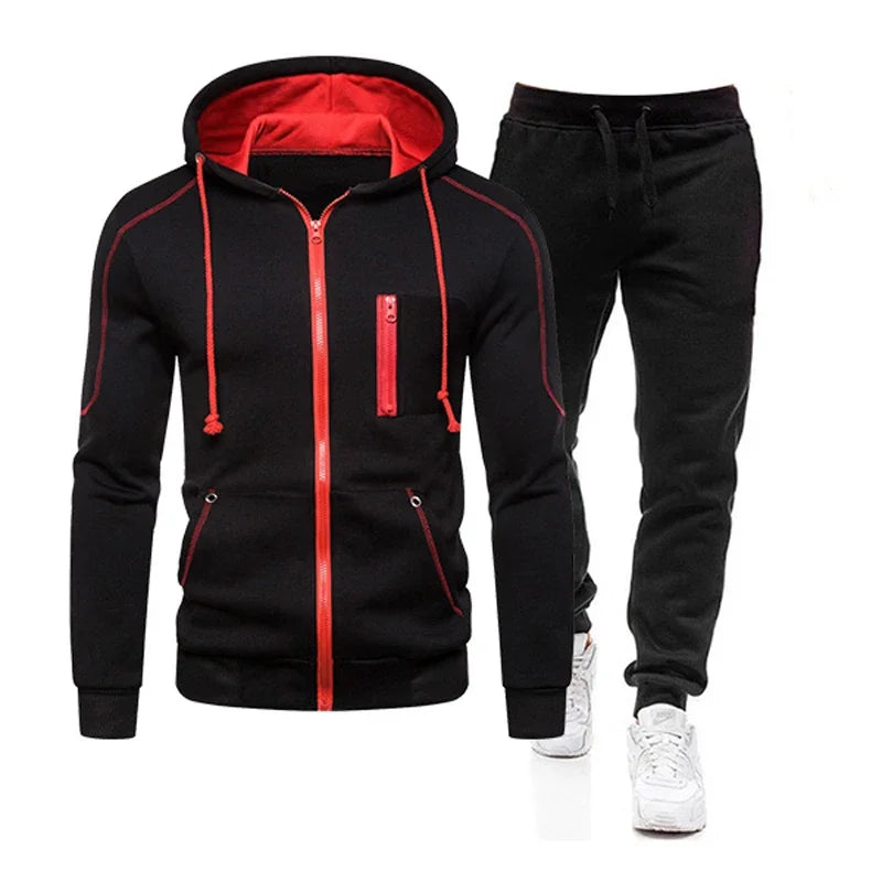 2024 Men Sets Wear Men's Fashion Autumn Winter Double Zipper Jacket/