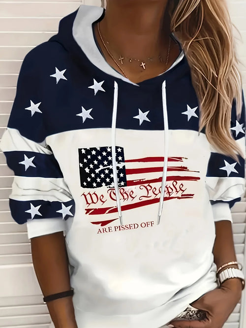 American Flag & Blessed 3d Print Hoodie Women Fashion Oversized