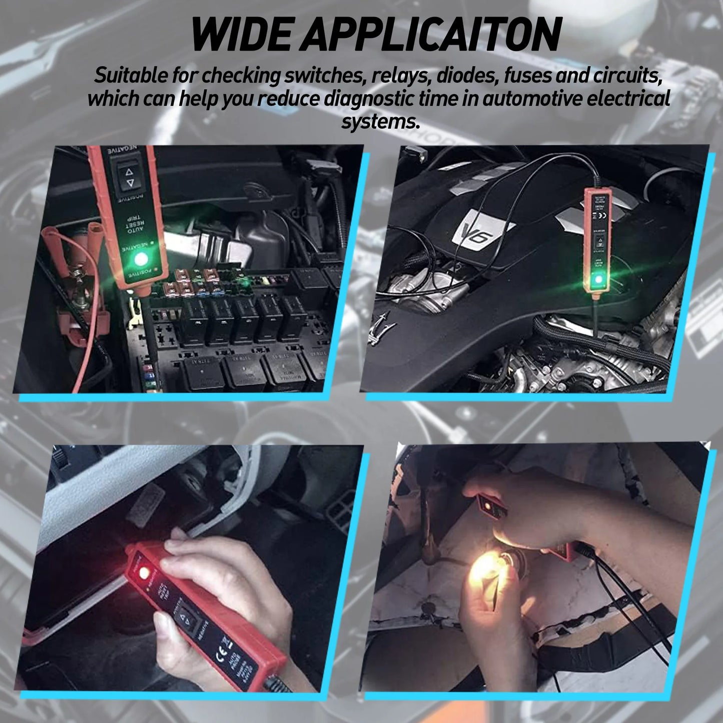 Power Circuit Probe Tester 6-24V DC Test Light Short Circuit