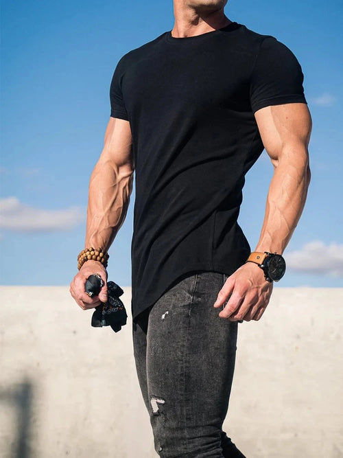Muscle Fitness T-shirt Summer Men's Athleisure Workout short sleeve