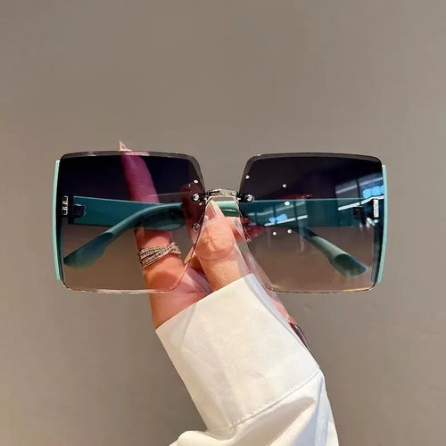 Square Frameless Retro Sunglasses for Women Fashion Vintage Glasses