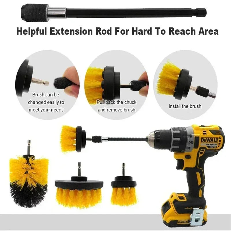 Electric Drill-Brush Head Kit Attachment Power Scrubber Brush For