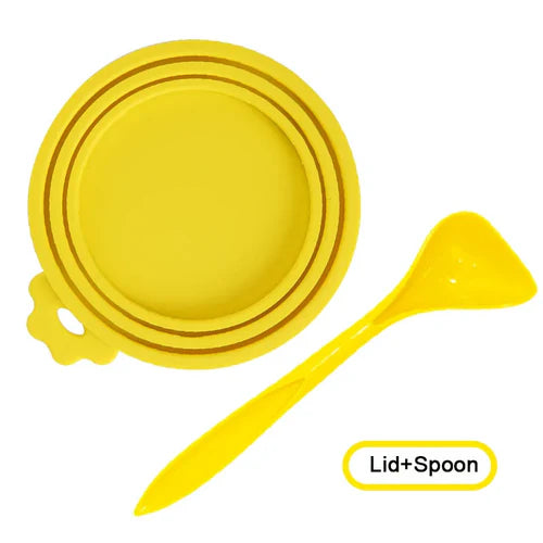 2pcs/set Reusable Pet Food Can Cover and Spoon Portable Dogs Cat