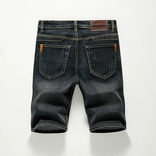 Summer Shorts Jeans Men Denim Pants Stretch Dark Blue Fashion Design