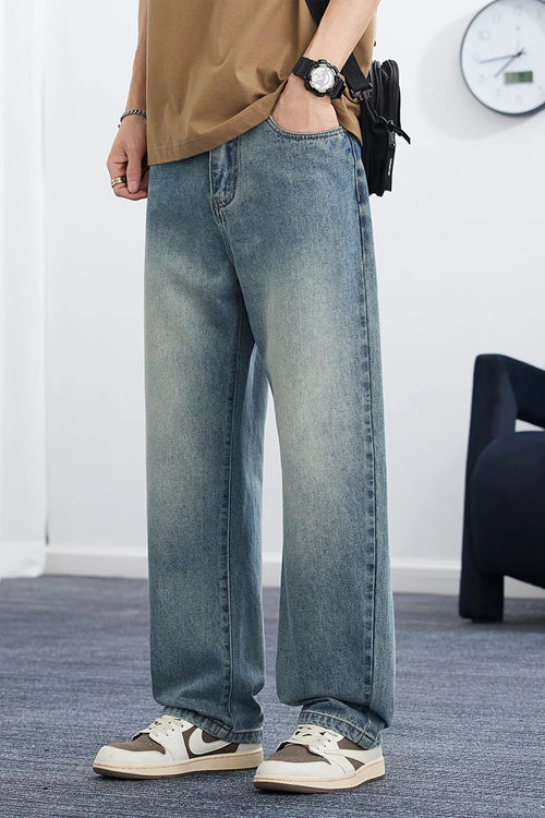 2025 Spring/Summer Korean Style Straight Leg Lyocell Jeans Men's