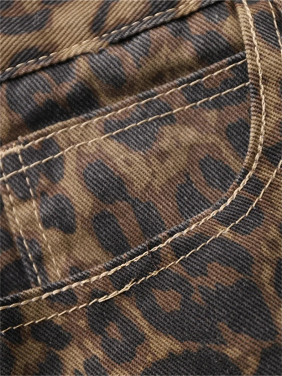 Leopard Print Jeans for Women High Waisted Y2k Retro Fashion
