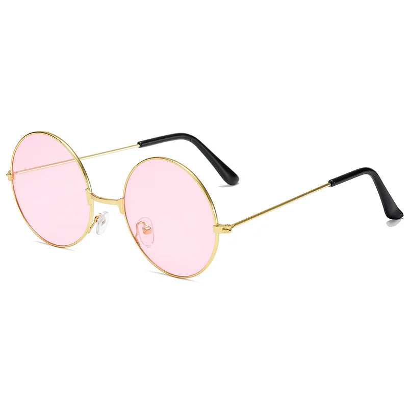 Retro Hippie Round Metal Frame Sunglasses Fashion Small Circle Sun