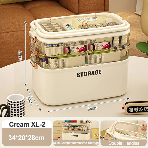 3/4 Layers Large Capacity Family Medicine Organizer Storage Box