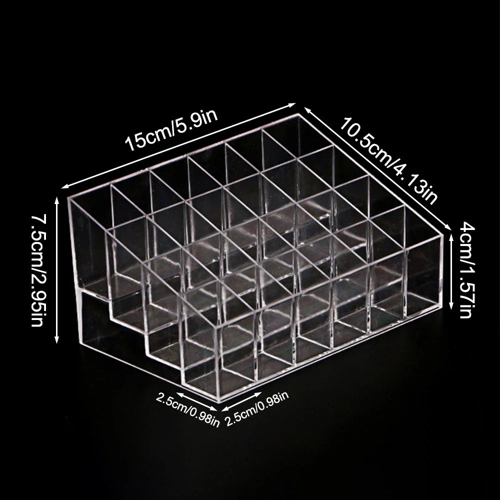 Transparent 24 Cell Cosmetics Storage Rack, Desktop Cosmetics Display
