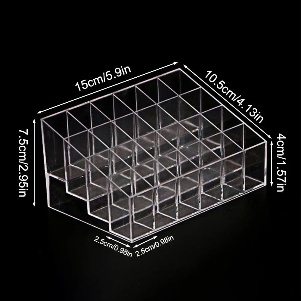 Transparent 24 Cell Cosmetics Storage Rack, Desktop Cosmetics Display