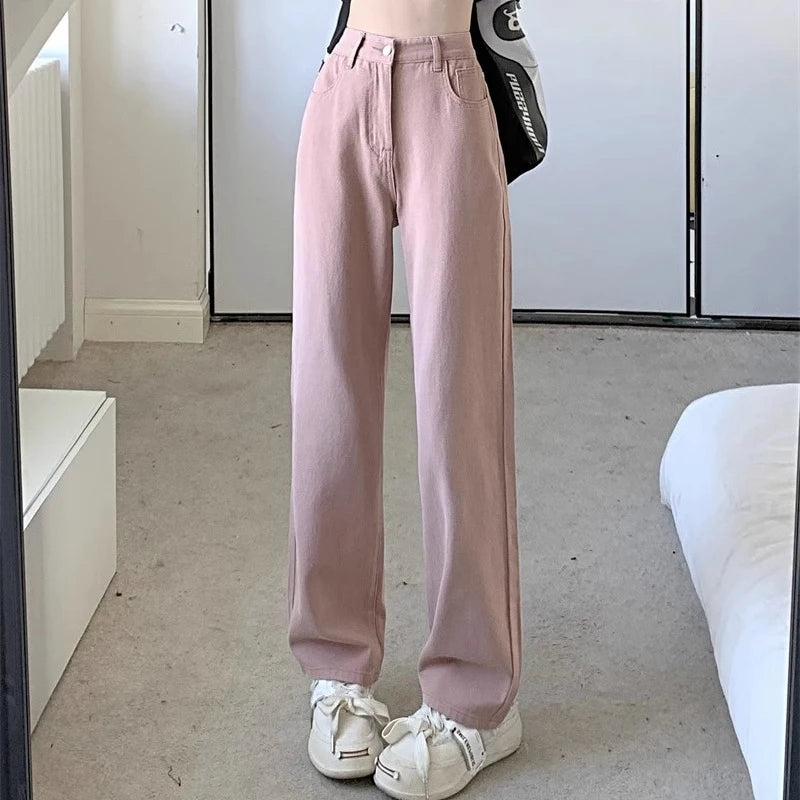 Woman Vintage Wide Leg Jeans Girls High Waist Pants Female Fashion