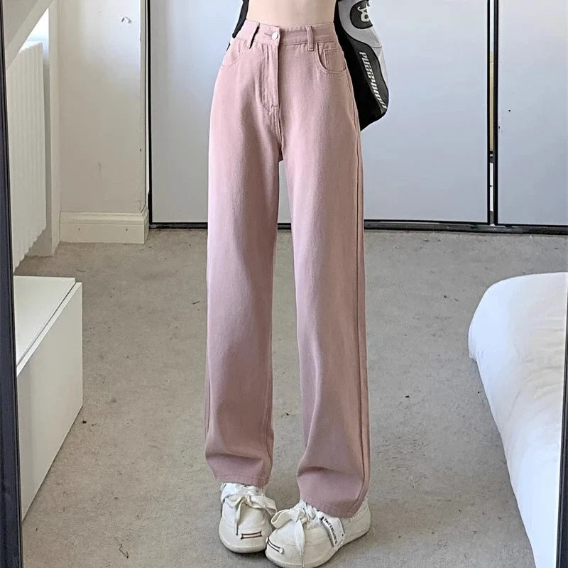 Woman Vintage Wide Leg Jeans Girls High Waist Pants Female Fashion