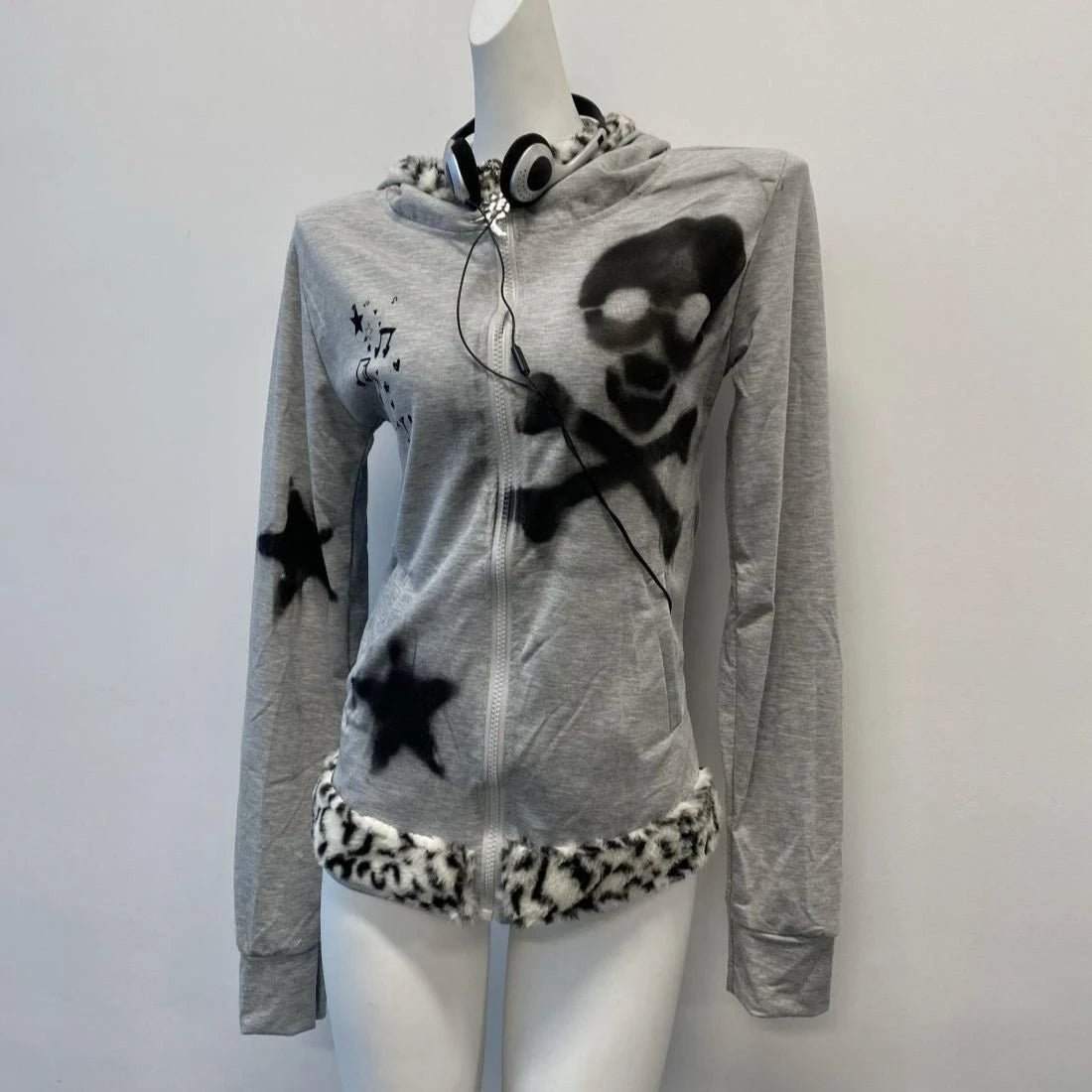 Vintage Sweatshirts 2024 Women's Clothes White Print Tunic Hooded Y2k