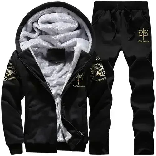 2024 New Winter Thick Men Sports Suit Tracksuit Hooded Sportswear