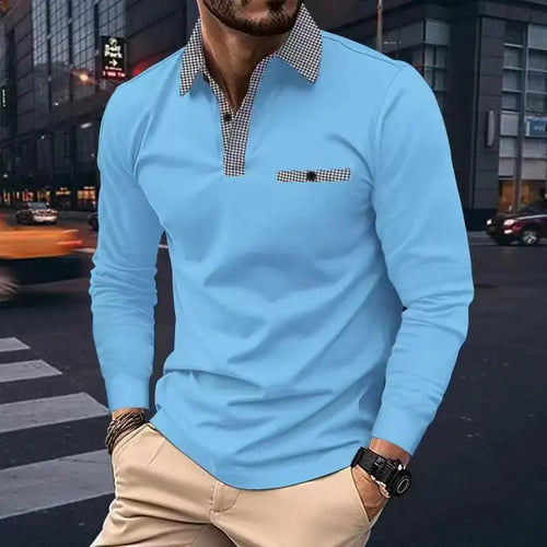 Spring Autumn Men Polo shirt Casual Sports Shirt Men Pure Color Long