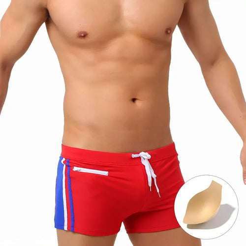 Sexy Swimsuit Beach Quick Drying Trunks Men Swimwear with Zipper