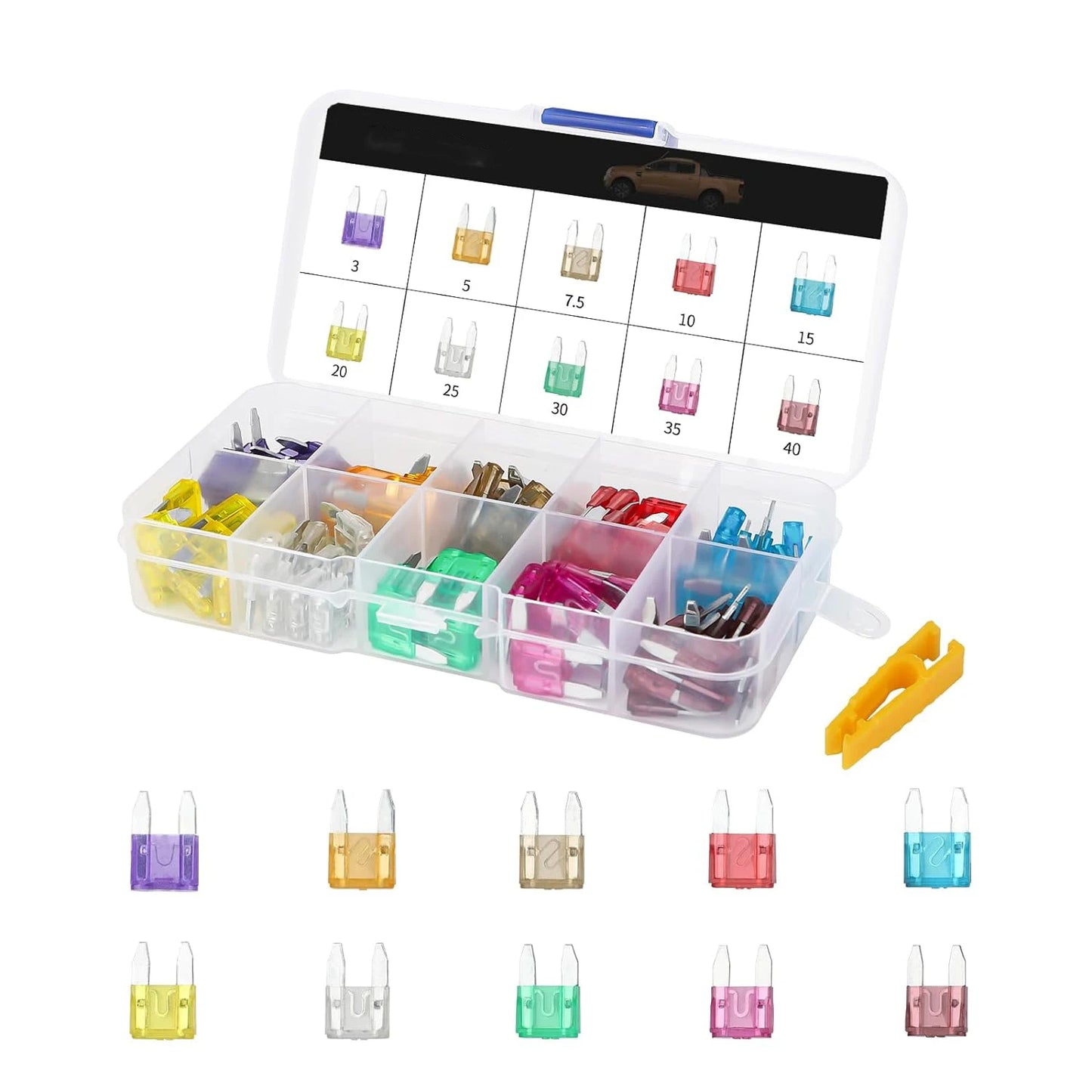 100pcs Car Blade Fuses Assortment Kit, Automotive Replacement Fuses -