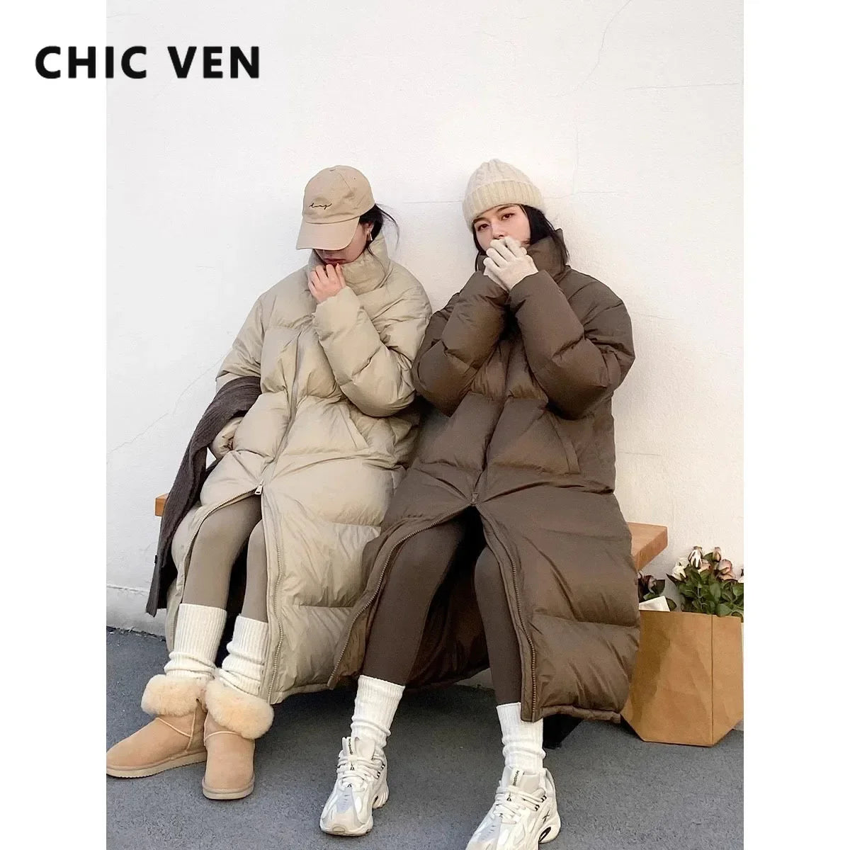 CHIC VEN Women Down Coats New Long Thick Warm Down Jackets Overcoat