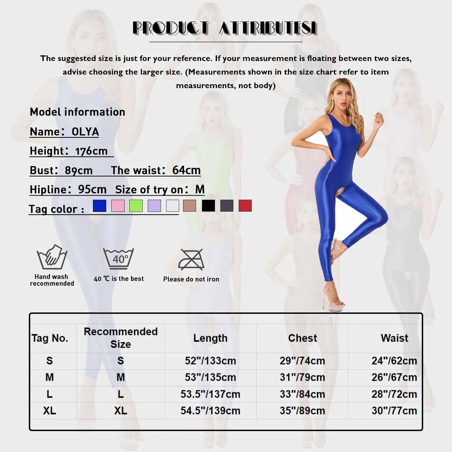 #S-XL Womens Glossy Nylon Open Crotch Tights Jumpsuits Solid Color