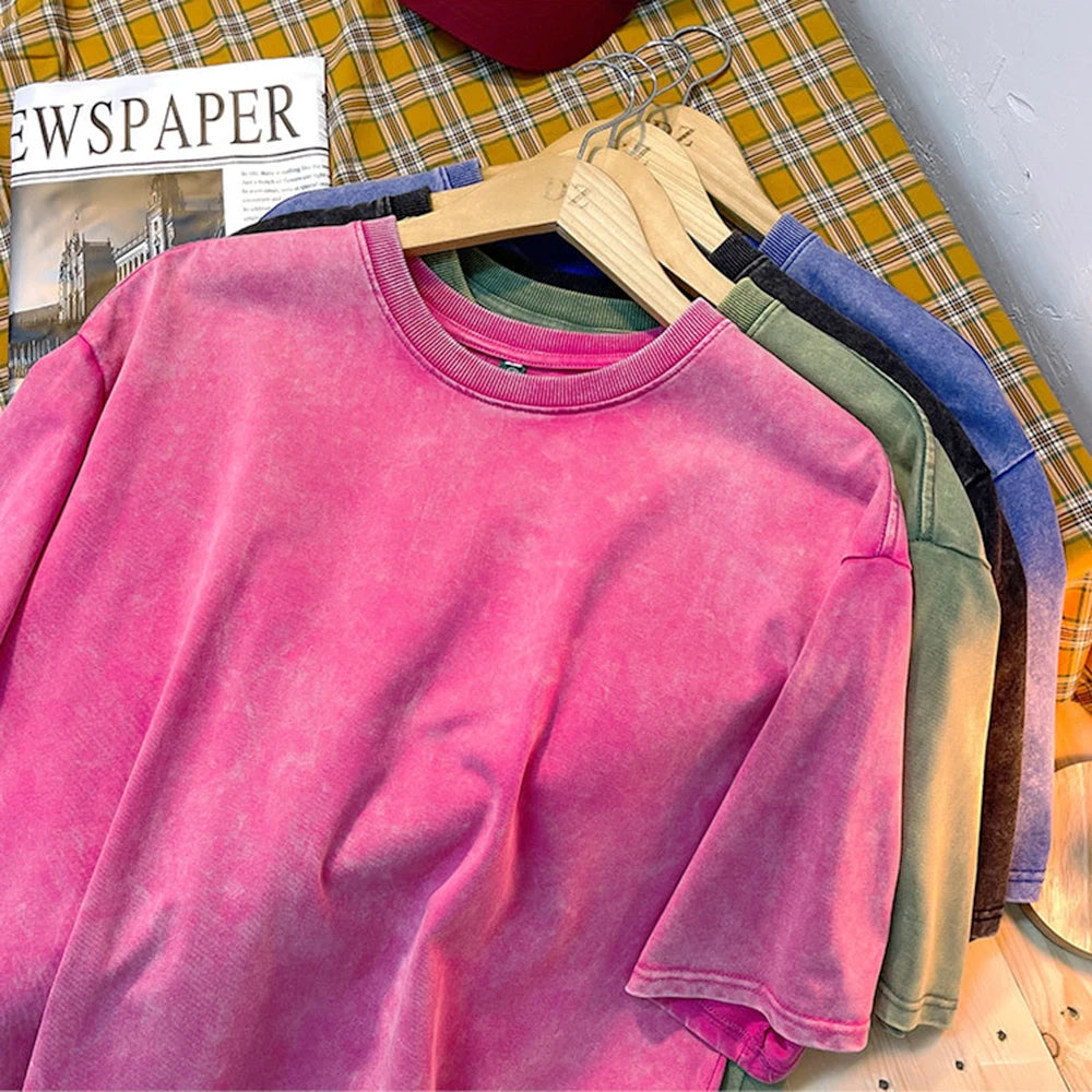 Vintage Snowflake Point Solid Color T-Shirts For Men Women 100% Cotton