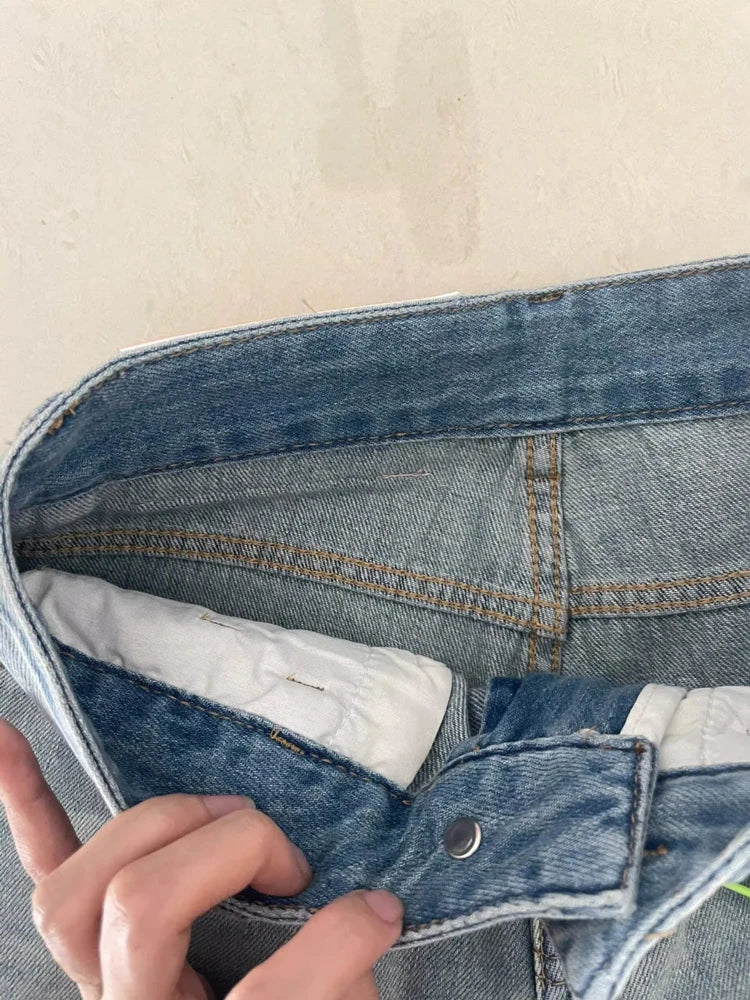 Women Wide Leg Baggy Jeans Lady Vintage Y2K Punk Low Rise Waist Loose